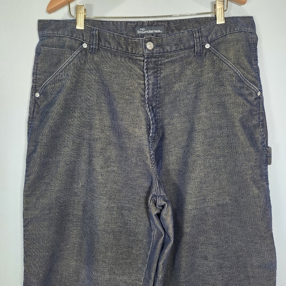 Men's Y2K No Boundaries Caurpenter Black Corduroy Baggy Jeans 38x32 - Picture 4 of 10